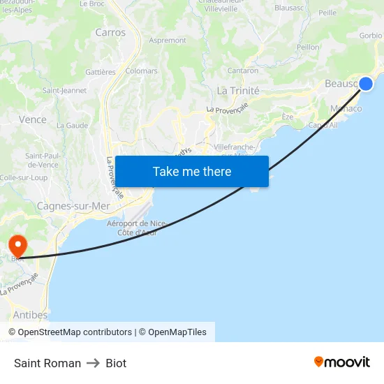 Saint Roman to Biot map