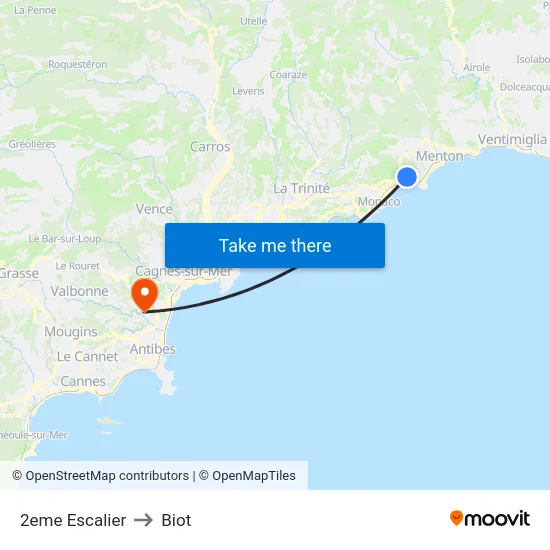 2eme Escalier to Biot map