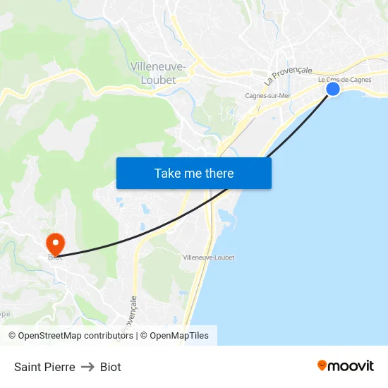 Saint Pierre to Biot map