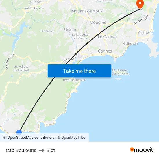 Cap Boulouris to Biot map