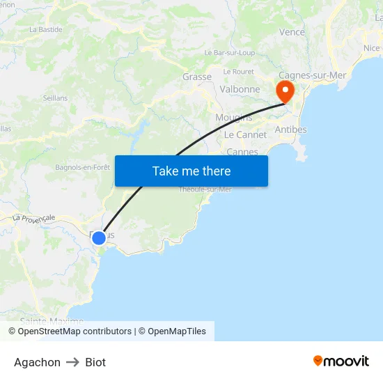Agachon to Biot map