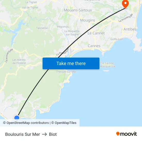 Boulouris Sur Mer to Biot map
