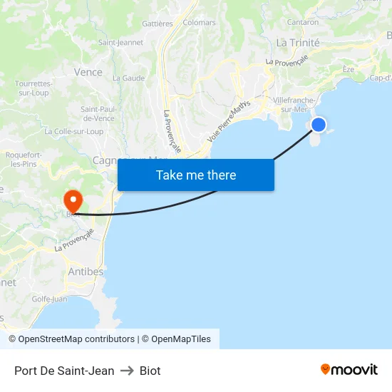 Port De Saint-Jean to Biot map