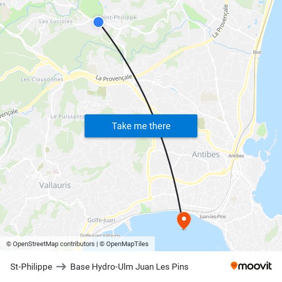 St-Philippe to Base Hydro-Ulm Juan Les Pins map