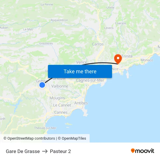 Gare De Grasse to Pasteur 2 map