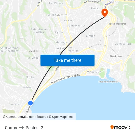 Carras to Pasteur 2 map