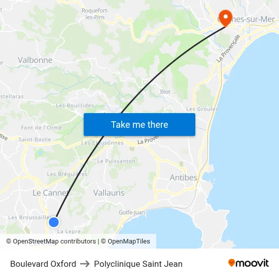 Boulevard Oxford to Polyclinique Saint Jean map