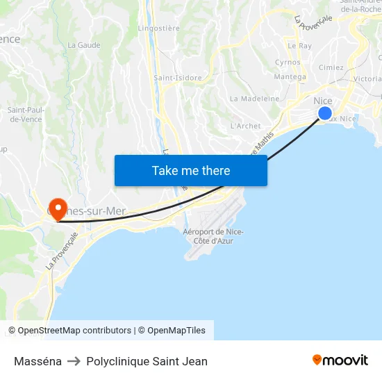 Masséna to Polyclinique Saint Jean map