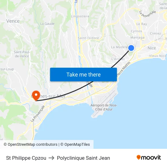 St Philippe Cpzou to Polyclinique Saint Jean map