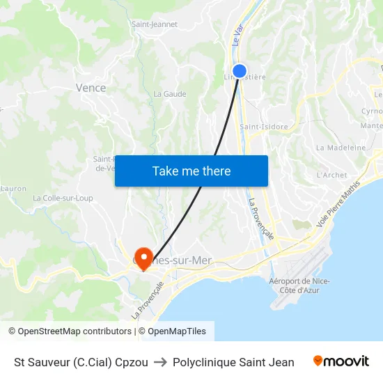 St Sauveur (C.Cial) Cpzou to Polyclinique Saint Jean map