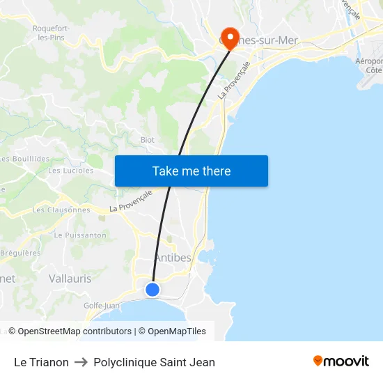 Le Trianon to Polyclinique Saint Jean map