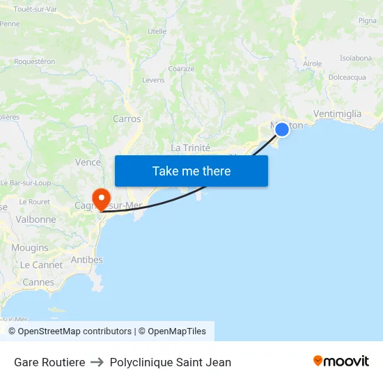 Gare Routiere to Polyclinique Saint Jean map