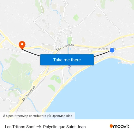 Les Tritons Sncf to Polyclinique Saint Jean map