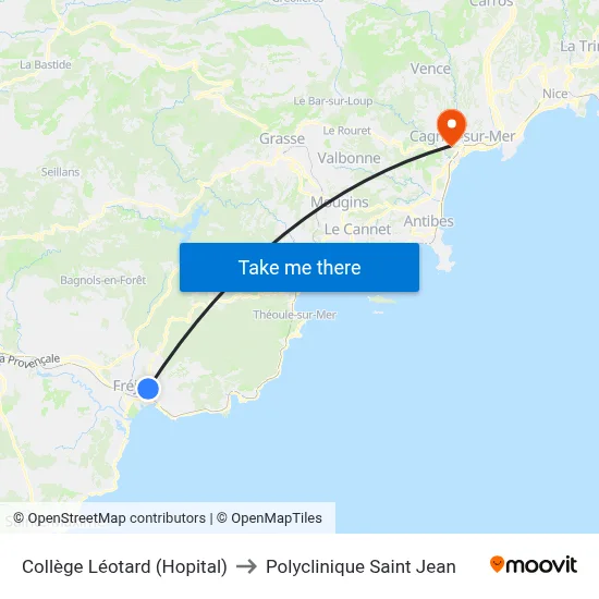Collège Léotard (Hopital) to Polyclinique Saint Jean map