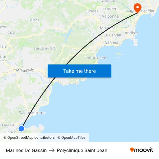 Marines De Gassin to Polyclinique Saint Jean map