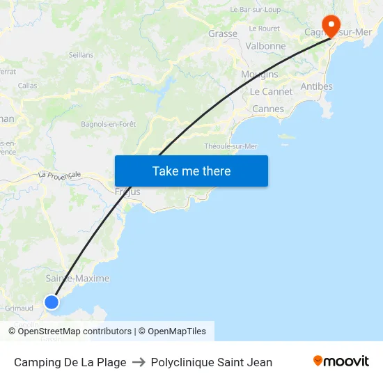 Camping De La Plage to Polyclinique Saint Jean map