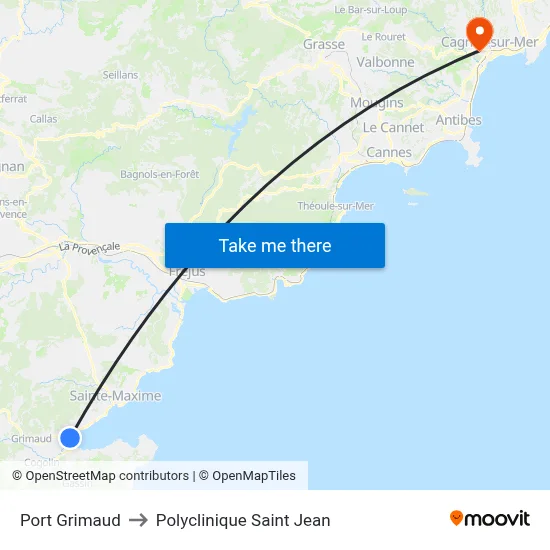 Port Grimaud to Polyclinique Saint Jean map