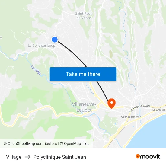 Village to Polyclinique Saint Jean map