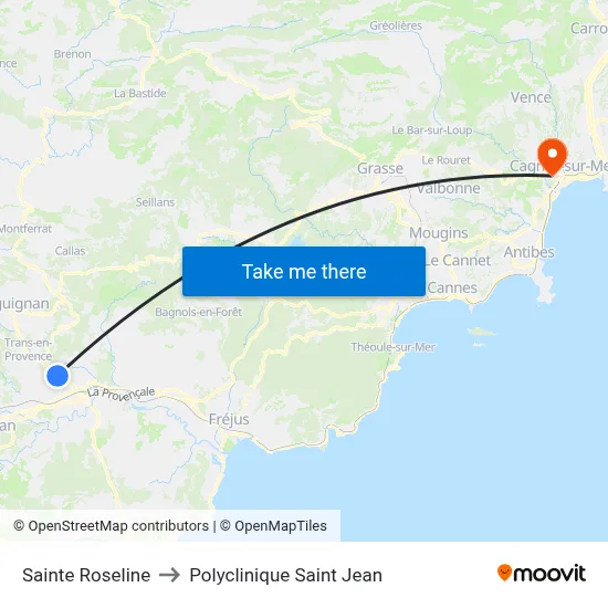 Sainte Roseline to Polyclinique Saint Jean map