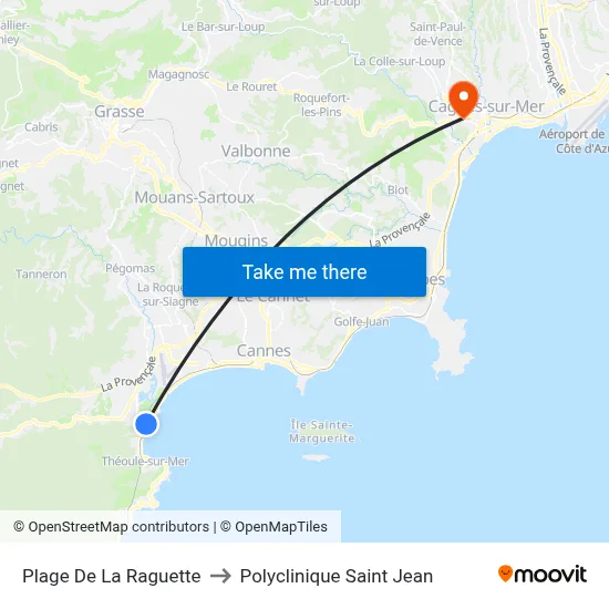 Plage De La Raguette to Polyclinique Saint Jean map