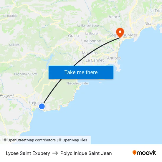 Lycee Saint Exupery to Polyclinique Saint Jean map