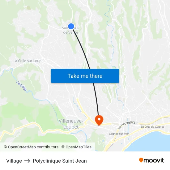 Village to Polyclinique Saint Jean map