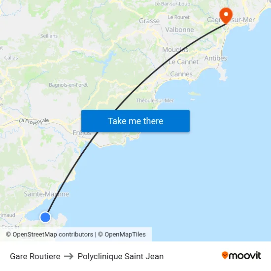 Gare Routiere to Polyclinique Saint Jean map