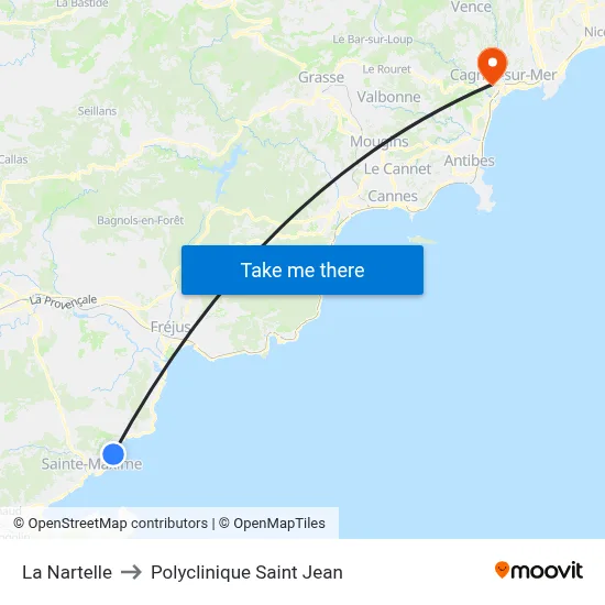 La Nartelle to Polyclinique Saint Jean map