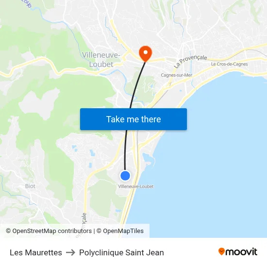 Les Maurettes to Polyclinique Saint Jean map