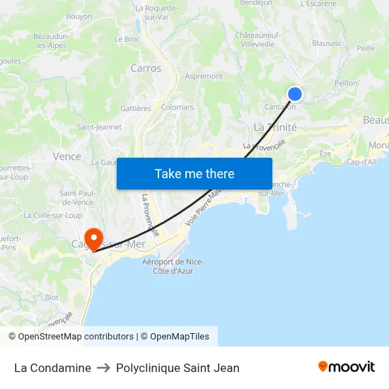 La Condamine to Polyclinique Saint Jean map