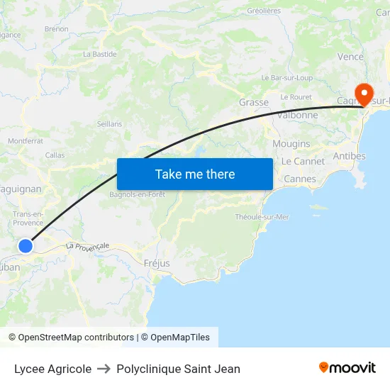 Lycee Agricole to Polyclinique Saint Jean map