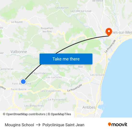 Mougins School to Polyclinique Saint Jean map