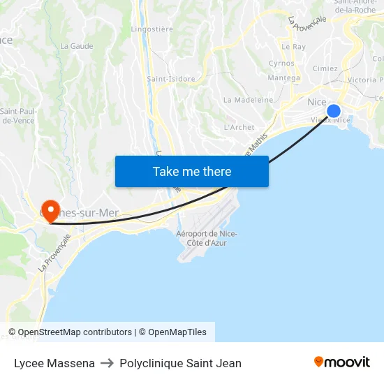 Lycee Massena to Polyclinique Saint Jean map