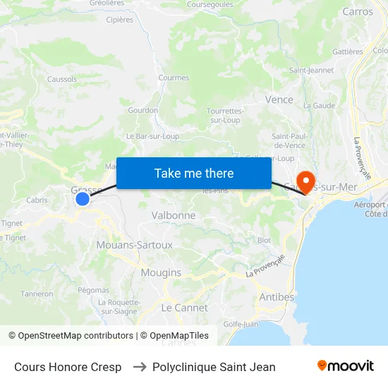 Cours Honore Cresp to Polyclinique Saint Jean map