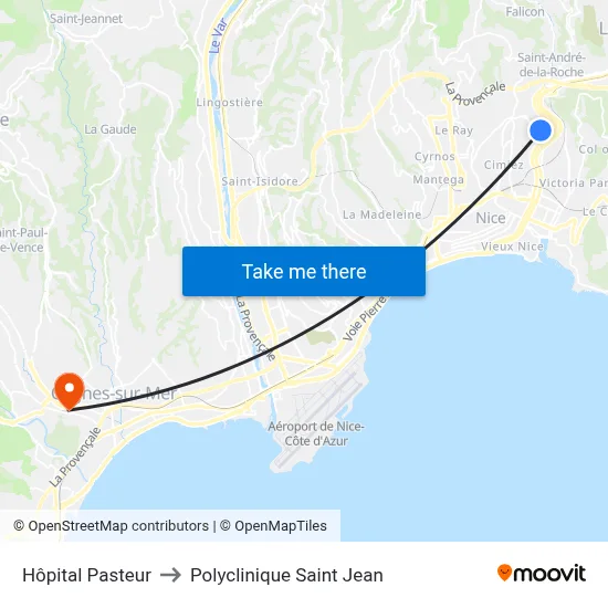 Hôpital Pasteur to Polyclinique Saint Jean map