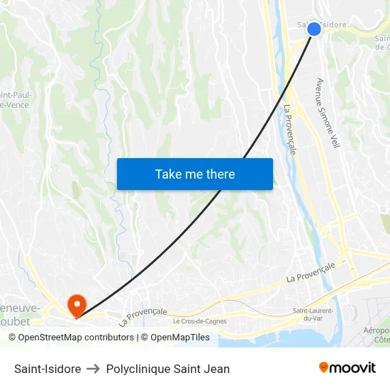 Saint-Isidore to Polyclinique Saint Jean map