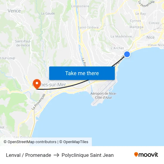 Lenval / Promenade to Polyclinique Saint Jean map