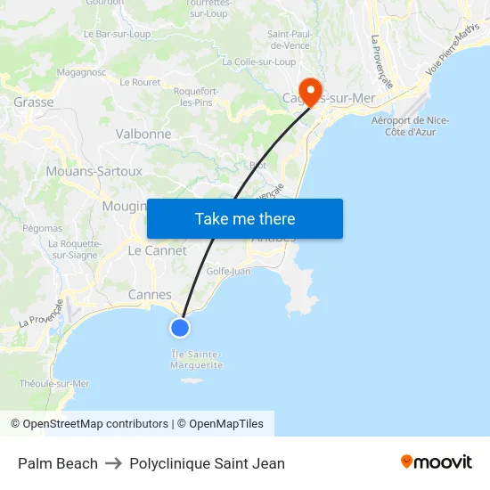 Palm Beach to Polyclinique Saint Jean map