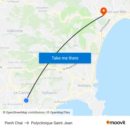 Penh Chaï to Polyclinique Saint Jean map