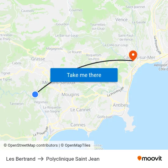 Les Bertrand to Polyclinique Saint Jean map