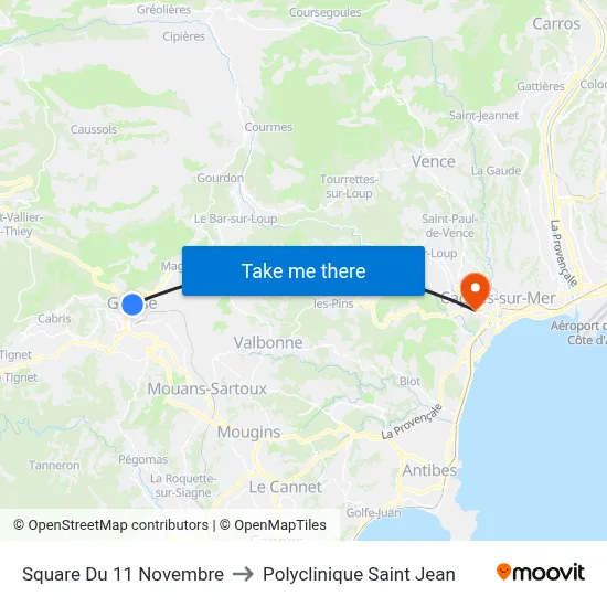Square Du 11 Novembre to Polyclinique Saint Jean map