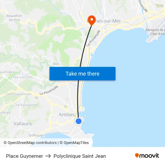 Place Guynemer to Polyclinique Saint Jean map