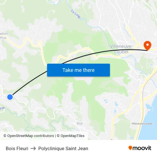 Bois Fleuri to Polyclinique Saint Jean map
