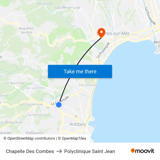 Chapelle Des Combes to Polyclinique Saint Jean map