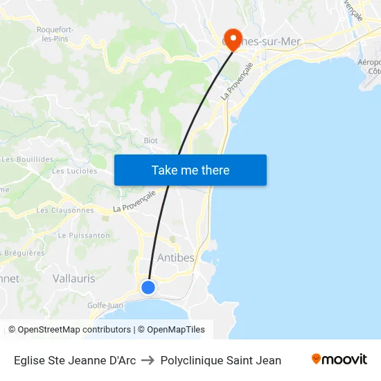 Eglise Ste Jeanne D'Arc to Polyclinique Saint Jean map