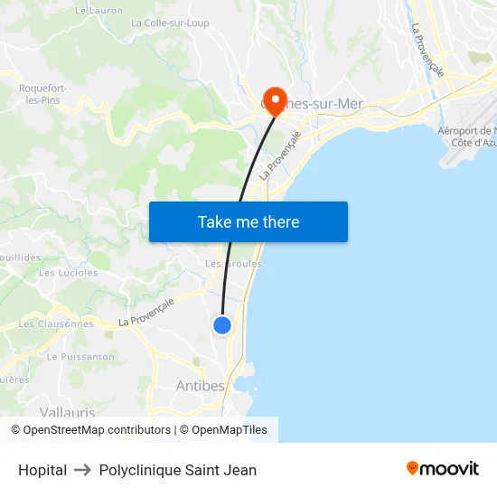 Hopital to Polyclinique Saint Jean map