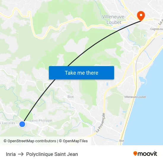 Inria to Polyclinique Saint Jean map