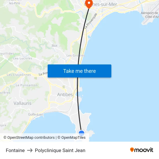 Fontaine to Polyclinique Saint Jean map