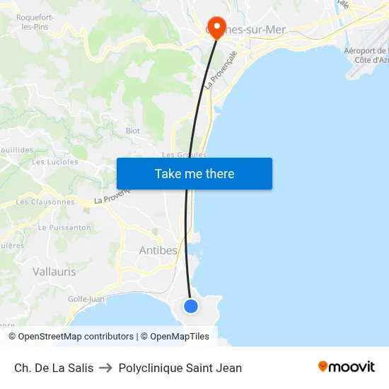 Ch. De La Salis to Polyclinique Saint Jean map