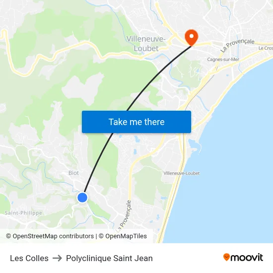 Les Colles to Polyclinique Saint Jean map